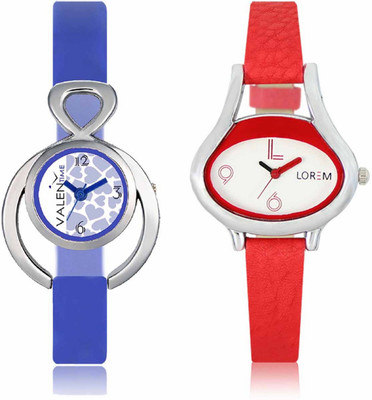 

VALENTIME LR206VT12 New Ovel Stylish Red Leather-Plastic Belt Exclusive Fashion Best Offer Branded Combo Beutiful Hand Watch - For Girls