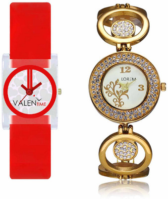 View VALENTIME LR204VT9 New Stylish Attractive Diamond Studded Metal-Plastic Belt Exclusive Fashion Best Offer Branded Combo Beutiful Hand Watch  - For Girls Wrist Watches Price Online(Valentime)