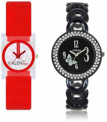 VALENTIME LR201VT9 New Fancy Diamond Studded Black Metal-Plastic Belt Exclusive Fashion Best Offer Branded Combo Beutiful Hand Watch  - For Girls   Watches  (Valentime)