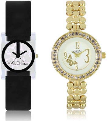 View VALENTIME LR203VT6 New Stylish Diamond Studded Metal-Plastic Belt Exclusive Fashion Best Offer Branded Combo Beutiful Hand Watch  - For Girls Wrist Watches Price Online(Valentime)