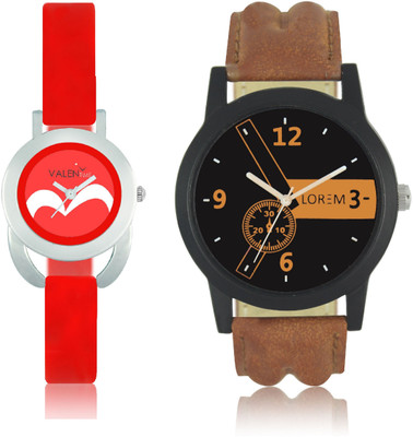 

VALENTIME LR1VT19 New Stylish Chronograph Pattern Leather-Plastic Belt Exclusive Fashion Best Offer Branded Combo Couple Hand Watch - For Boys