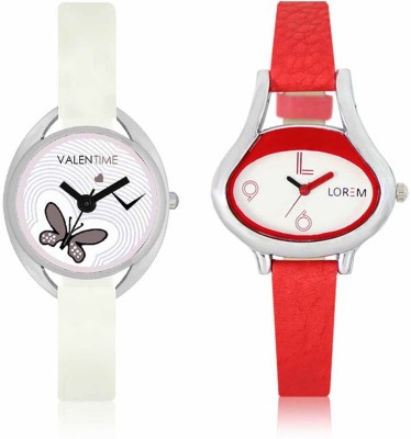 VALENTIME LR206VT5 New Ovel Stylish Red Leather-Plastic Belt Exclusive Fashion Best Offer Branded Combo Beutiful Hand Watch  - For Girls   Watches  (Valentime)