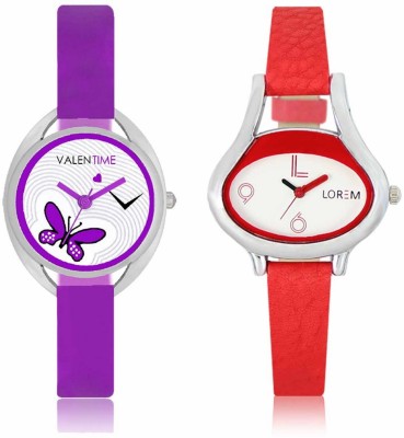VALENTIME LR206VT2 New Ovel Stylish Red Leather-Plastic Belt Exclusive Fashion Best Offer Branded Combo Beutiful Hand Watch  - For Girls   Watches  (Valentime)