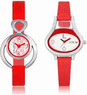 VALENTIME LR206VT14 New Ovel Stylish Red Leather-Plastic Belt Exclusive Fashion Best Offer Branded Combo Beutiful Hand Watch  - For Girls   Watches  (Valentime)