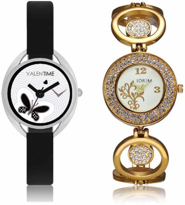 VALENTIME LR204VT1 New Stylish Attractive Diamond Studded Metal-Plastic Belt Exclusive Fashion Best Offer Branded Combo Beutiful Hand Watch  - For Girls   Watches  (Valentime)