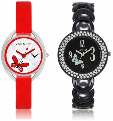 

VALENTIME LR201VT4 New Fancy Diamond Studded Black Metal-Plastic Belt Exclusive Fashion Best Offer Branded Combo Beutiful Hand Watch - For Girls