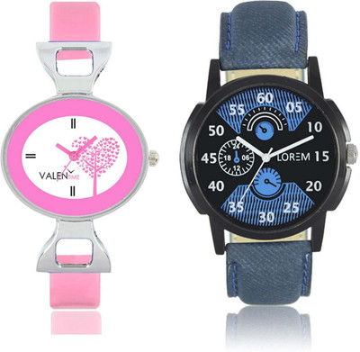 

VALENTIME LR2VT30 New Stylish Chronograph Pattern Leather-Plastic Belt Exclusive Fashion Best Offer Branded Combo Couple Hand Watch - For Boys