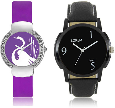 

VALENTIME LR6VT22 New Stylish Attractive Leather-Plastic Belt Exclusive Fashion Best Offer Branded Combo Couple Hand Watch - For Boys
