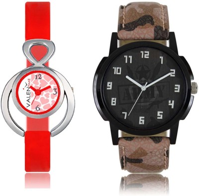 VALENTIME LR3VT14 New Stylish Army Leather-Plastic Belt Exclusive Fashion Best Offer Branded Combo Couple Hand Watch  - For Boys   Watches  (Valentime)