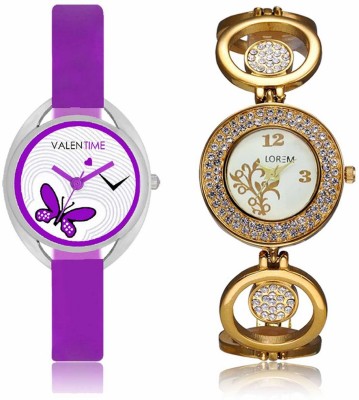 VALENTIME LR204VT2 New Stylish Attractive Diamond Studded Metal-Plastic Belt Exclusive Fashion Best Offer Branded Combo Beutiful Hand Watch  - For Girls   Watches  (Valentime)