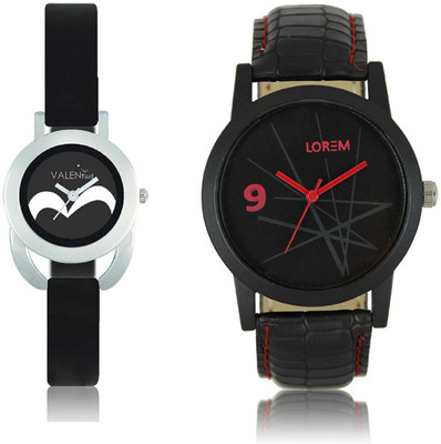 

VALENTIME LR8VT16 New Stylish Rich Look Red Leather-Plastic Belt Exclusive Fashion Best Offer Branded Combo Couple Hand Watch - For Boys
