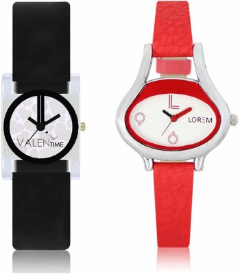 VALENTIME LR206VT6 New Ovel Stylish Red Leather-Plastic Belt Exclusive Fashion Best Offer Branded Combo Beutiful Hand Watch  - For Girls   Watches  (Valentime)