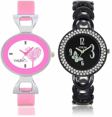 VALENTIME LR201VT30 New Fancy Diamond Studded Black Metal-Plastic Belt Exclusive Fashion Best Offer Branded Combo Beutiful Hand Watch  - For Girls   Watches  (Valentime)