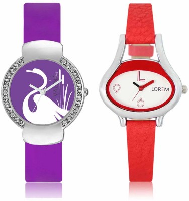VALENTIME LR206VT22 New Ovel Stylish Red Leather-Plastic Belt Exclusive Fashion Best Offer Branded Combo Beutiful Hand Watch  - For Girls   Watches  (Valentime)