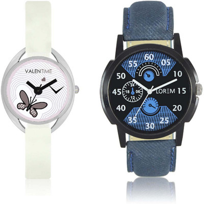 

VALENTIME LR2VT5 New Stylish Chronograph Pattern Leather-Plastic Belt Exclusive Fashion Best Offer Branded Combo Couple Hand Watch - For Boys