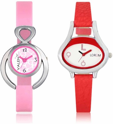 VALENTIME LR206VT13 New Ovel Stylish Red Leather-Plastic Belt Exclusive Fashion Best Offer Branded Combo Beutiful Hand Watch  - For Girls   Watches  (Valentime)