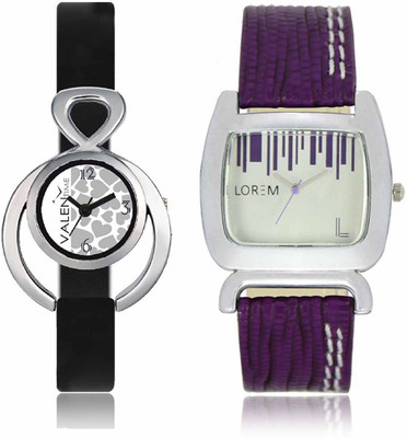 

VALENTIME LR207VT11 New Big Size Dial Purple Leather-Plastic Belt Exclusive Fashion Best Offer Branded Combo Beutiful Hand Watch - For Girls
