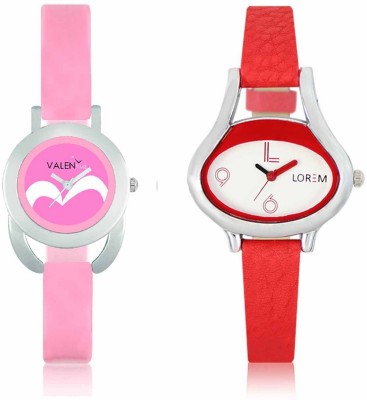 VALENTIME LR206VT18 New Ovel Stylish Red Leather-Plastic Belt Exclusive Fashion Best Offer Branded Combo Beutiful Hand Watch  - For Girls   Watches  (Valentime)