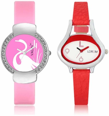 VALENTIME LR206VT24 New Ovel Stylish Red Leather-Plastic Belt Exclusive Fashion Best Offer Branded Combo Beutiful Hand Watch  - For Girls   Watches  (Valentime)