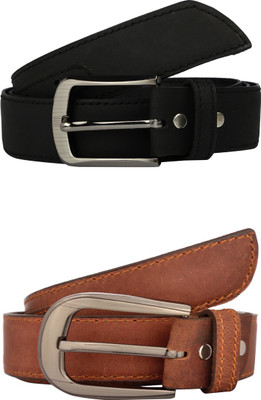 

Exotique Men Casual Multicolor Genuine Leather Belt, Black;tan