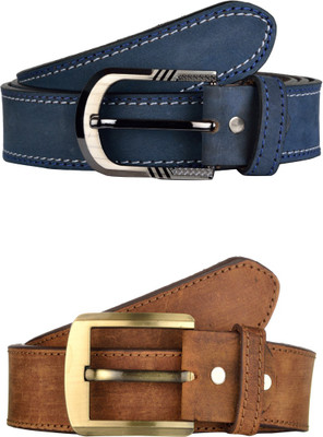 

Exotique Men Casual Multicolor Genuine Leather Belt, Blue;tan
