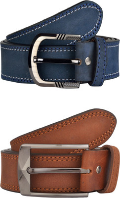 

Exotique Men Casual Multicolor Genuine Leather Belt, Blue;tan