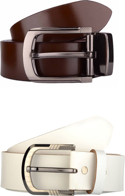 

Exotique Men Casual Multicolor Genuine Leather Belt, Brown;white