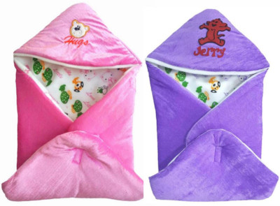 

BRANDONN Printed  Hooded Baby Blanket(Fur, Pink, MOVE, Move;pink