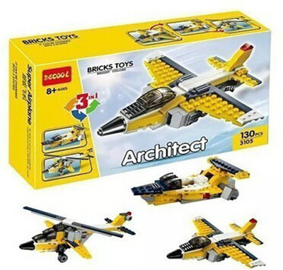 

Sanyal Decool 3 in 1 Architect Bricks & Blocks set, Learning Game for Kids - 130pcs(Multicolor)