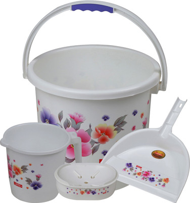 

Jaypee Daisy pack of 4- Bucket 18 L ,Dust Pan ,Mug 1 Ltr , Soap Case 18 L Plastic Bucket(Purple)