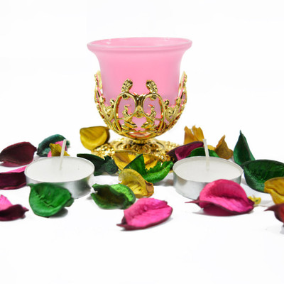 

Reiki Crystal Products 2 Tea Light Candles with Tea Light Candle Holder With Potpourri Candle(Pink, Pack of 4)