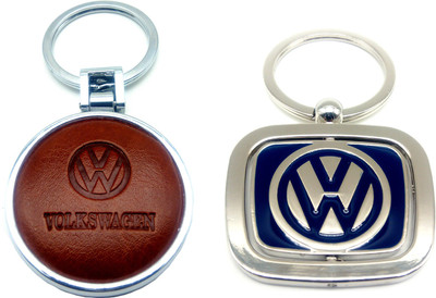 

City Choice New Combo of Revolving Volkswagen & Round Leather-Metal Volkswagen Key Chain(Multicolor)
