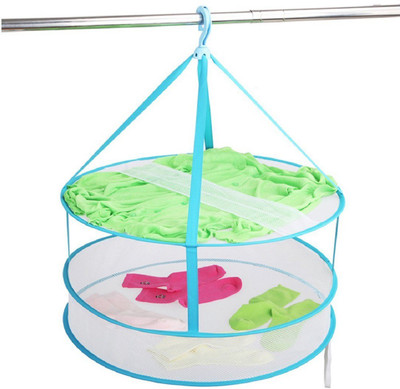 Italish double clothesline laundry basket folding laundry drying net windproof sweater drying Rack Plastic Ceiling Cloth Dryer Stand(White) available at flipkart for Rs.299
