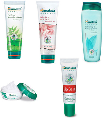 

Himalaya Purifying Neem Face Wash, Refreshing Fruit Pack, Refreshing & Clarifying Toner, Nourishing Skin Cream, lip balm(Set of)