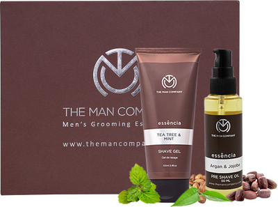 

The Man Company Premium Shaving Kit for men - Argan & Jojoba Pre-Shave Oil (50ml), Tea Tree Mint Shave Gel (100 ml)(Set of 2)