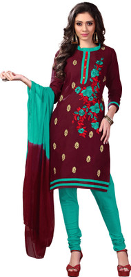Oomph! Cotton Linen Blend Embroidered Salwar Suit Dupatta Material(Un-stitched) Flipkart