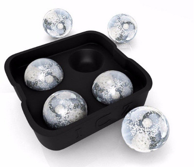 

RIANZ Ice Ball Maker Mold - 4 Whiskey Ice Balls -Premium Round Spheres Tray Black Silicone Ice Ball Maker(Pack of 1)
