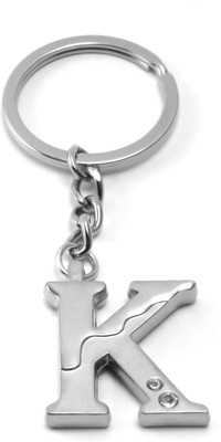 

New Sadar Bazar Alphabet Letter K Initial Metal Keychain with Crystals|Silver| Key Chain
