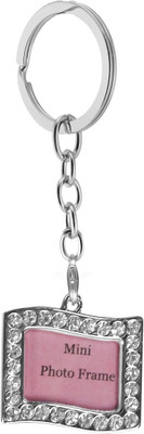 

New Sadar Bazar Mini Photo Frame Metal Keychain With Imitation Stones |Wavy| Key Chain