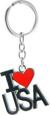 

New Sadar Bazar I Love USA Metal Black Keychain Key Chain