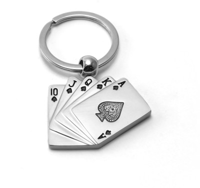 

New Sadar Bazar House Playing Cards Deck Metallic Keychain|Silver|Durable Metal| Key Chain