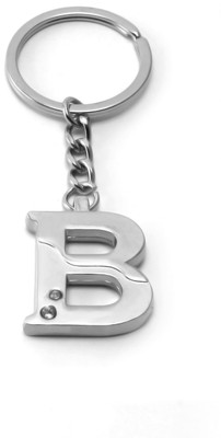 

New Sadar Bazar Alphabet Letter B Initial Metal Keychain with Crystals|Silver| Key Chain