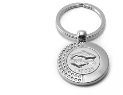 

New Sadar Bazar Pisces Zodiac Sign Round Metal Keychain|Premium Durable Metal| Key Chain