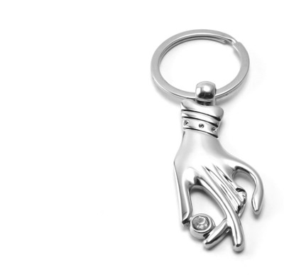 

New Sadar Bazar Hand Holding Ring Premium Metallic Keychain|Silver| Key Chain