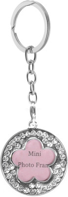 

New Sadar Bazar Mini Photo Frame Metal Keychain With Imitation Stones |Flower| Key Chain