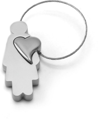 

New Sadar Bazar Sleek Human and Heart Steel String Lock Keychain|Silver| Key Chain