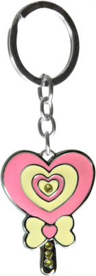 

New Sadar Bazar Pink White Bow-Heart Candy Metal Keychain Key Chain