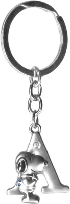 

New Sadar Bazar Alphabet Letter A With Snoopy Dog Metal Keychain|Silver| Key Chain