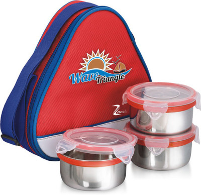 

zanelux wave triangle 3 Containers Lunch Box(750 ml), Multicolor