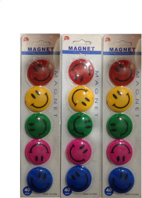 

DWeS Magnet_40mm_Smiley Door Magnet, Magnetic Paper Holder, Photo Gallery Magnets, Fridge Magnet, Kitchen Organiser Magnet, Multipurpose Office Magnets Pack of 15(Multicolor)